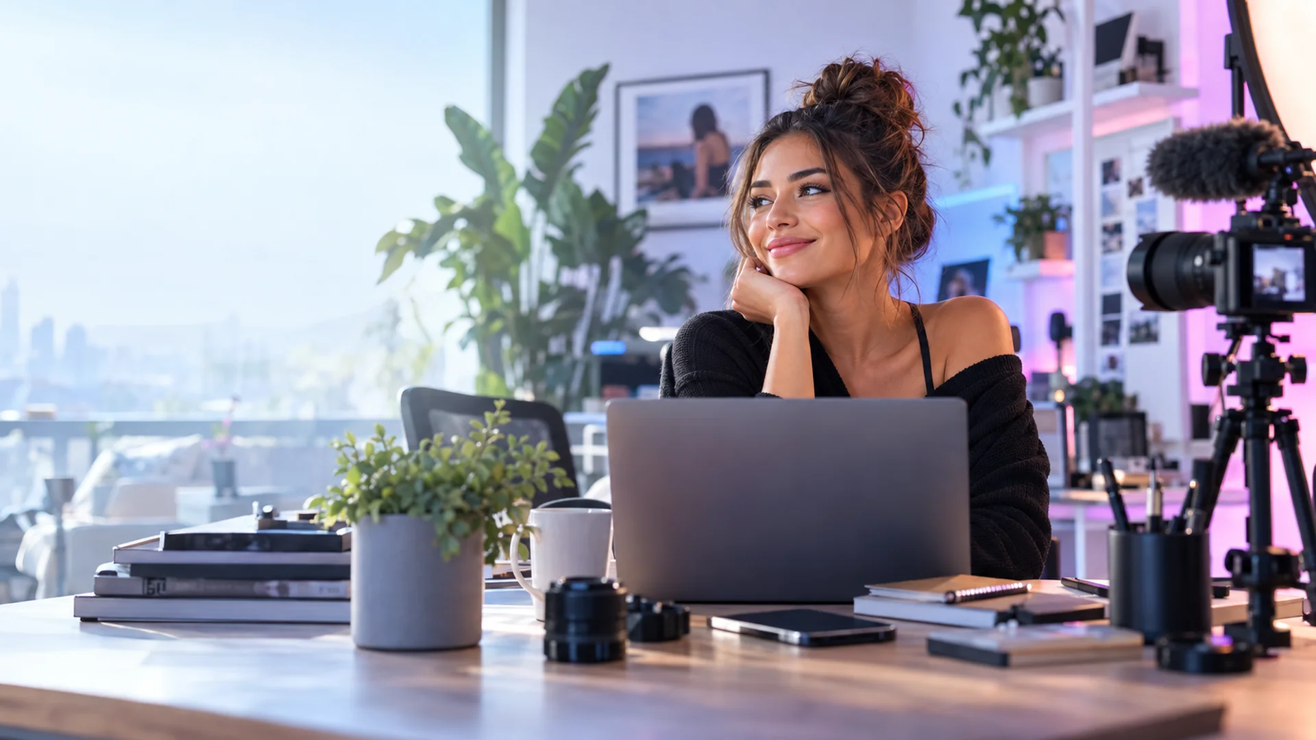 Creator working in a modern content studio